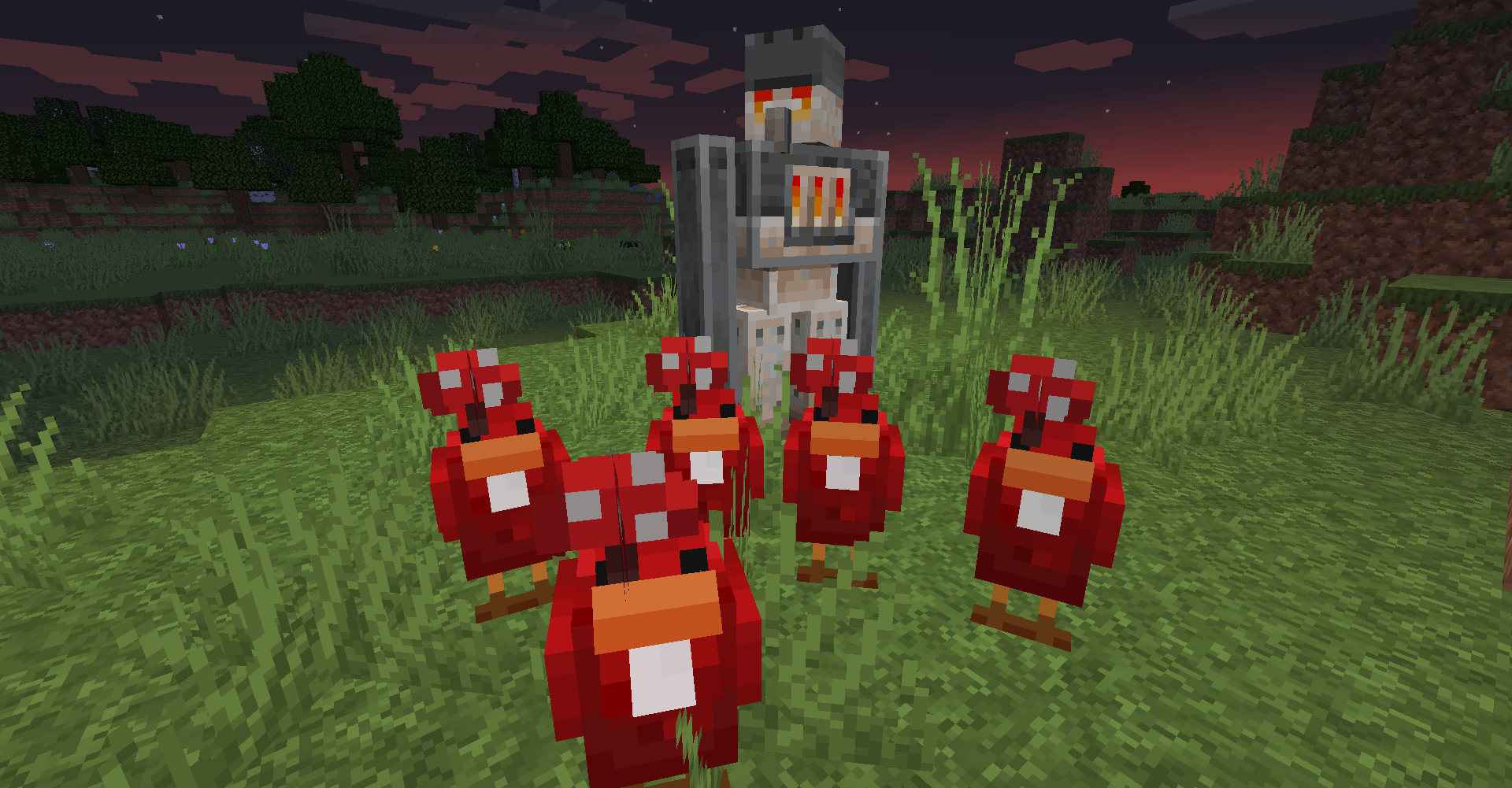 Furnace Golem defending Cluckshrooms