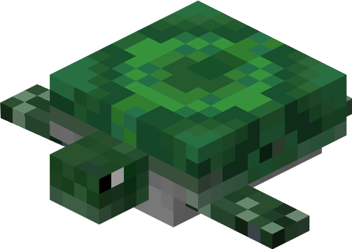 The Turtle is a water mob that spawns in ocean, beaches and rivers, once killed it has a chance of droping the Turtle Scute which is used to craft the Turtle Shell
