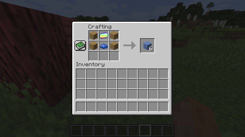 This is the crafting recipe for all new plank blocks. replace dye with color of plank wanted.