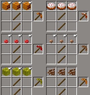 algunos crafteos de pickaxes