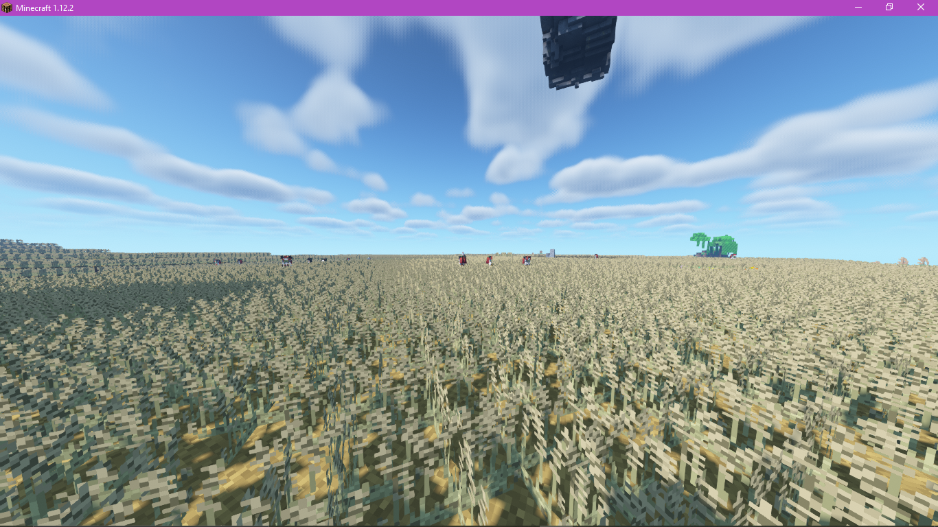 not sure what the thing in the sky is tho (it's an old pic so whatever that is might not be in the modpack currently but it could just be a floating island which are in the pack~)