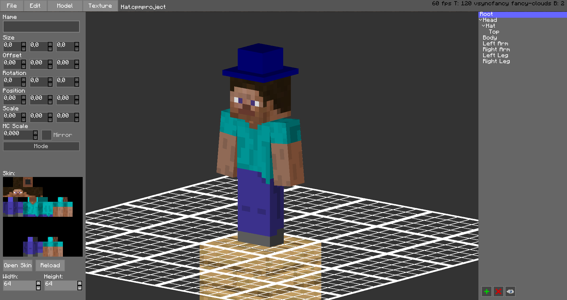 Creating a hat in the editor