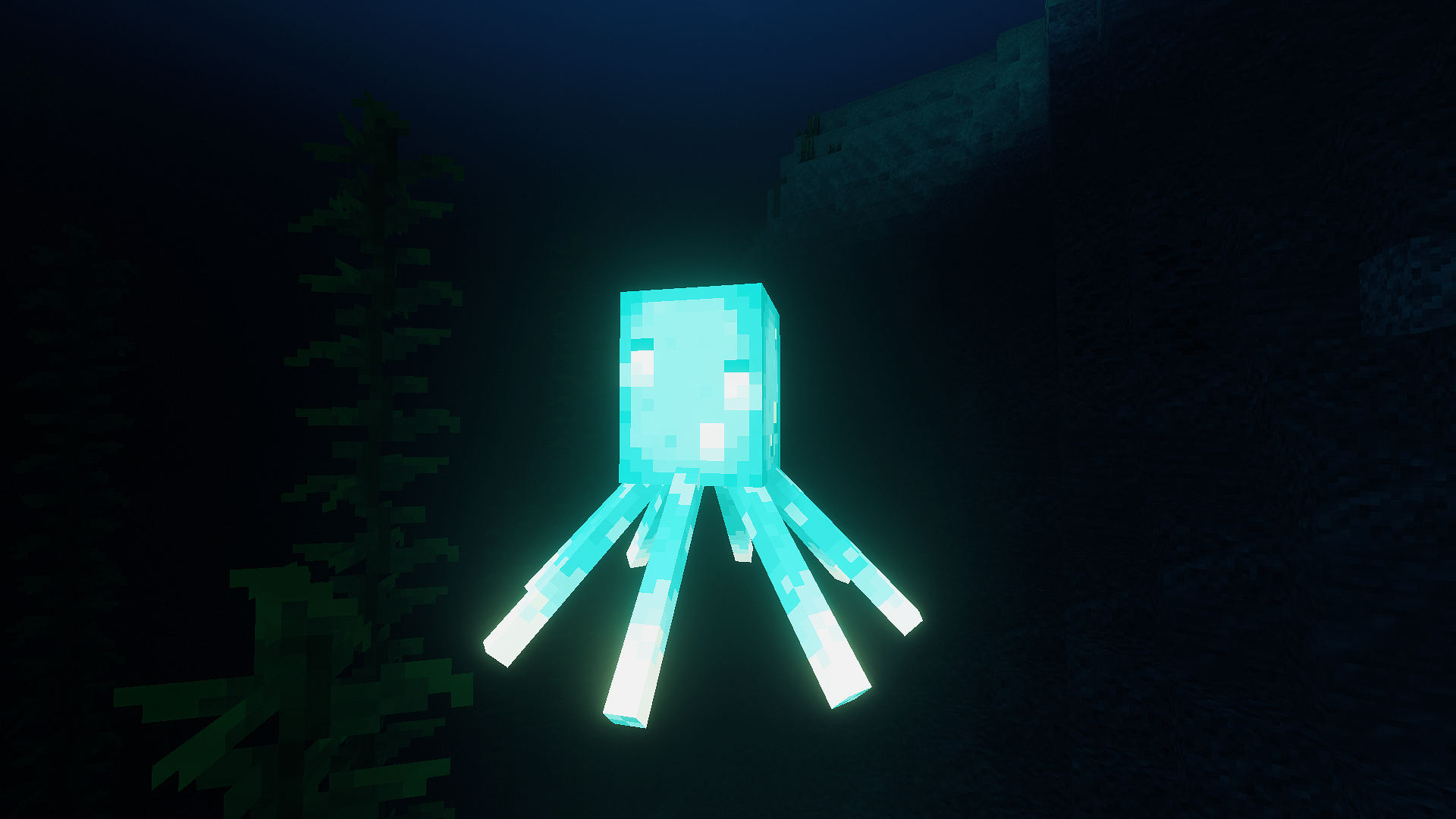 Glow squid in a deep Ocean