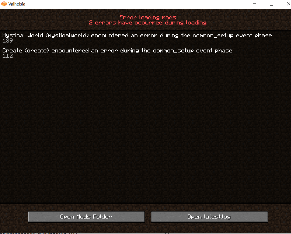 Minecraft errors : CurseForge support