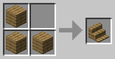 To craft a shelf, place three blocks in the crafting table like stairs