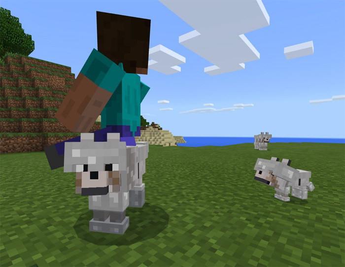 A player riding an armored dog