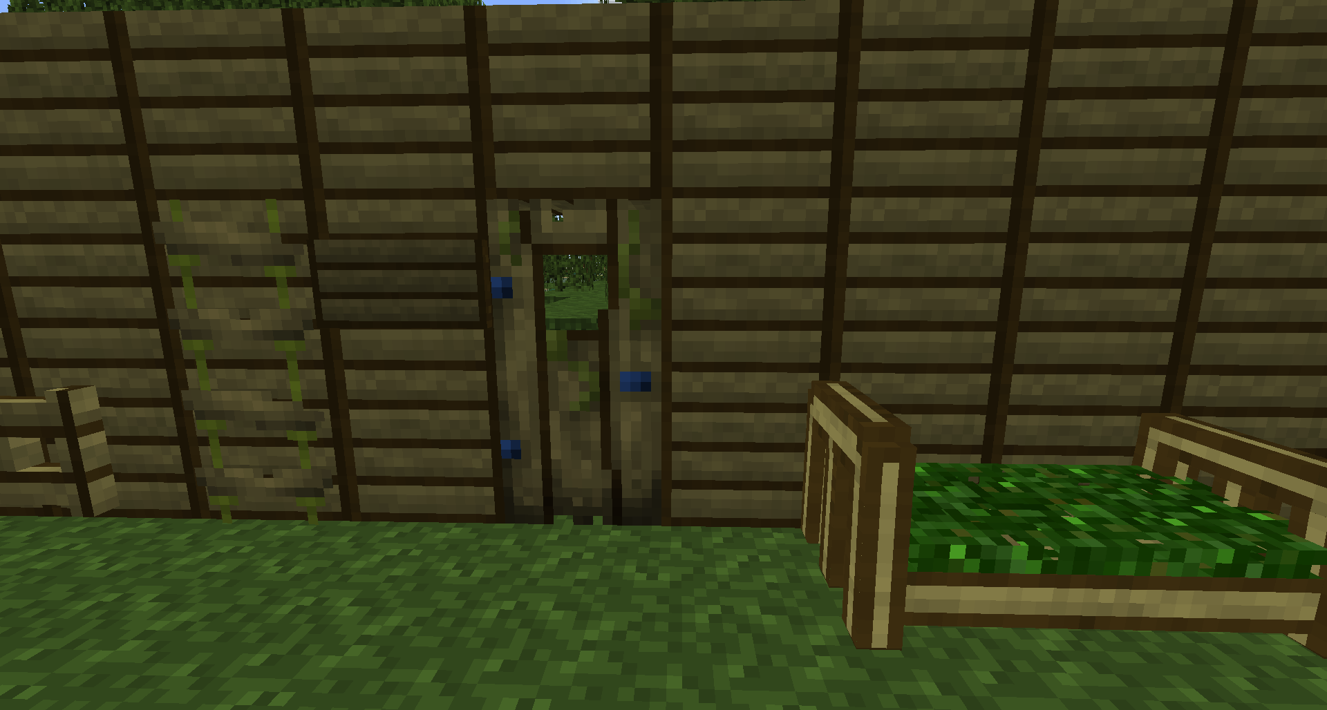 Weedwood ladder, sign and door