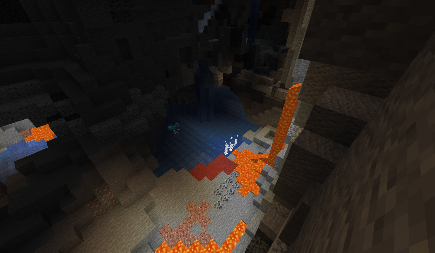 A pack of beutiful glow squids roaming an cave lake