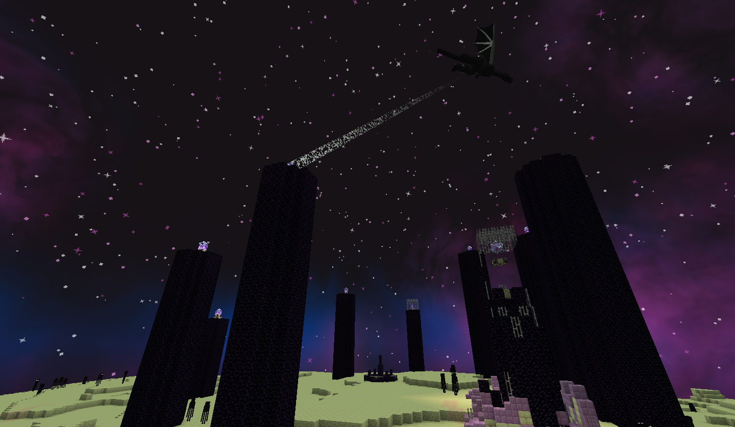 The beutiful end skyes and the majestic ender dragon