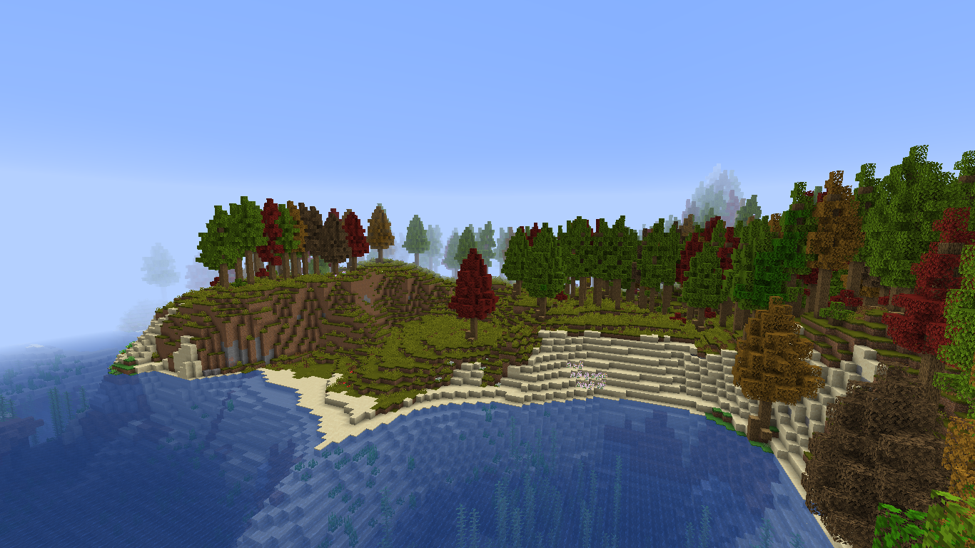 Screenshot of one of the biomes within the modpack