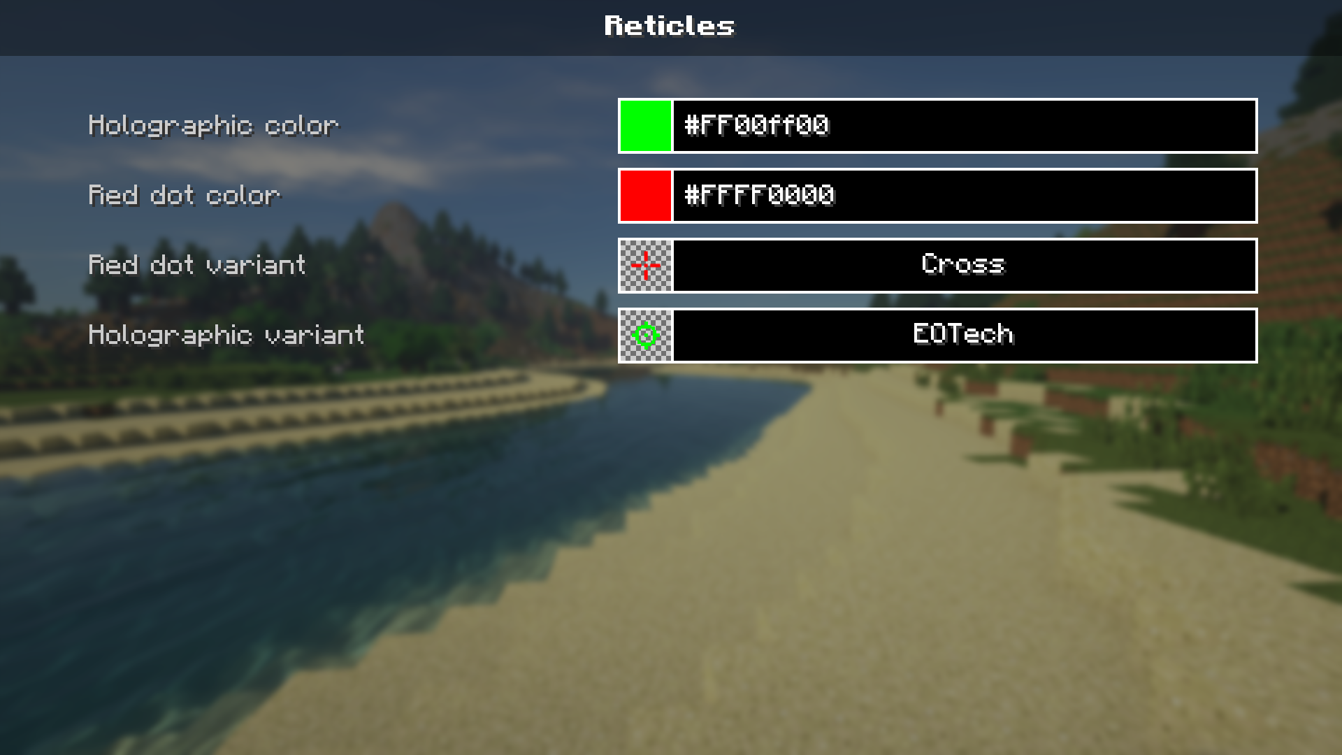 Configurable reticles