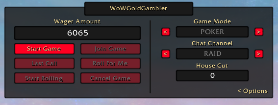 WoWGoldGambler Options
