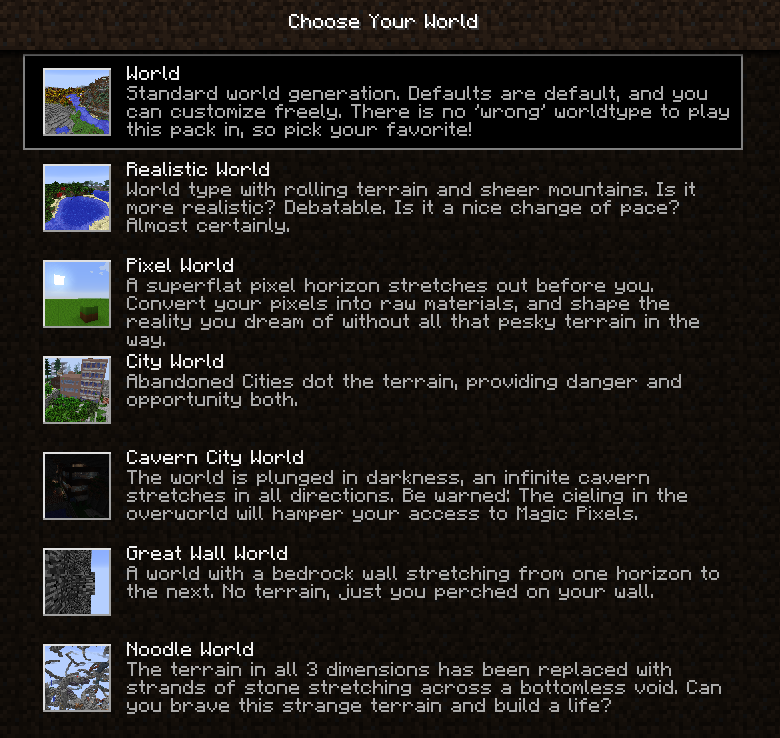 World Generation Options Abound!