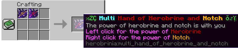 Multi Hand Of Herobrine and Notch Crafting Recipe