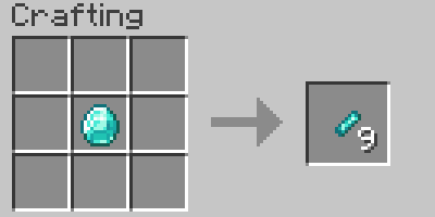 diamonds can be un-crafted to diamond shards just like gold ingots to nuggets
