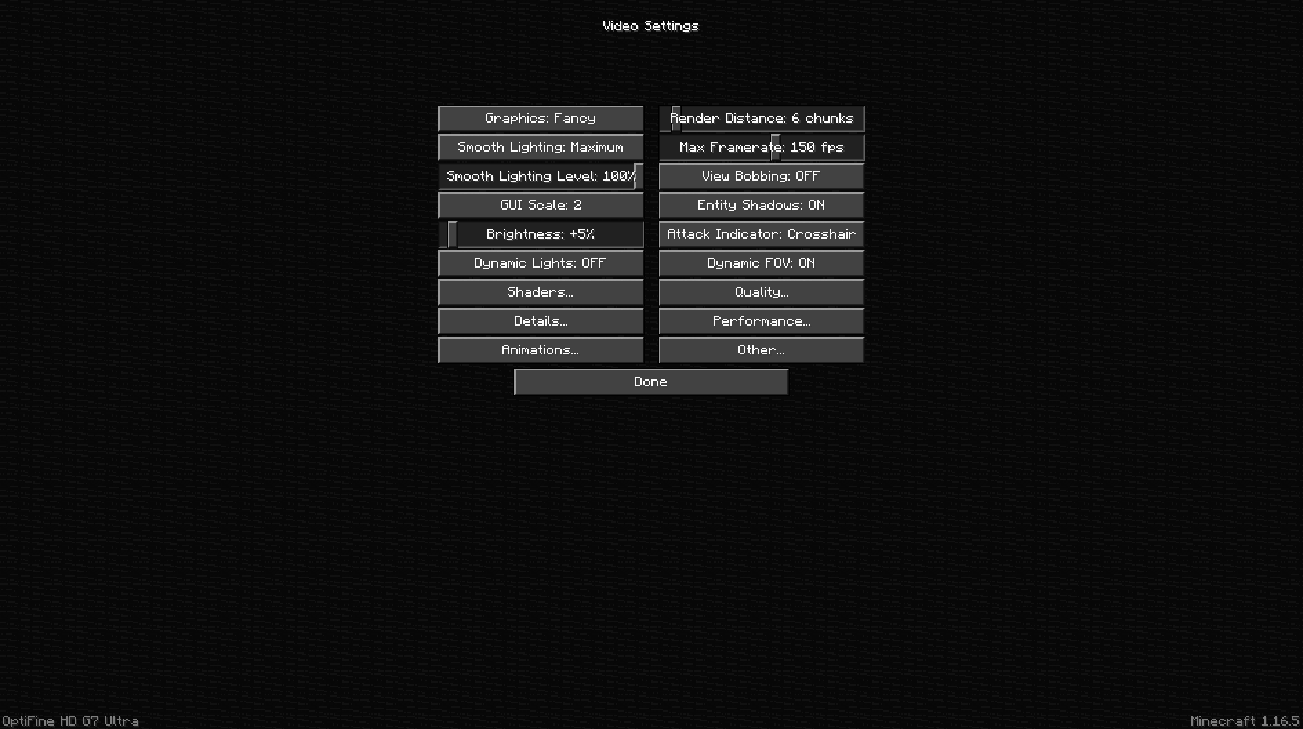 Settings page, in-game buttons example