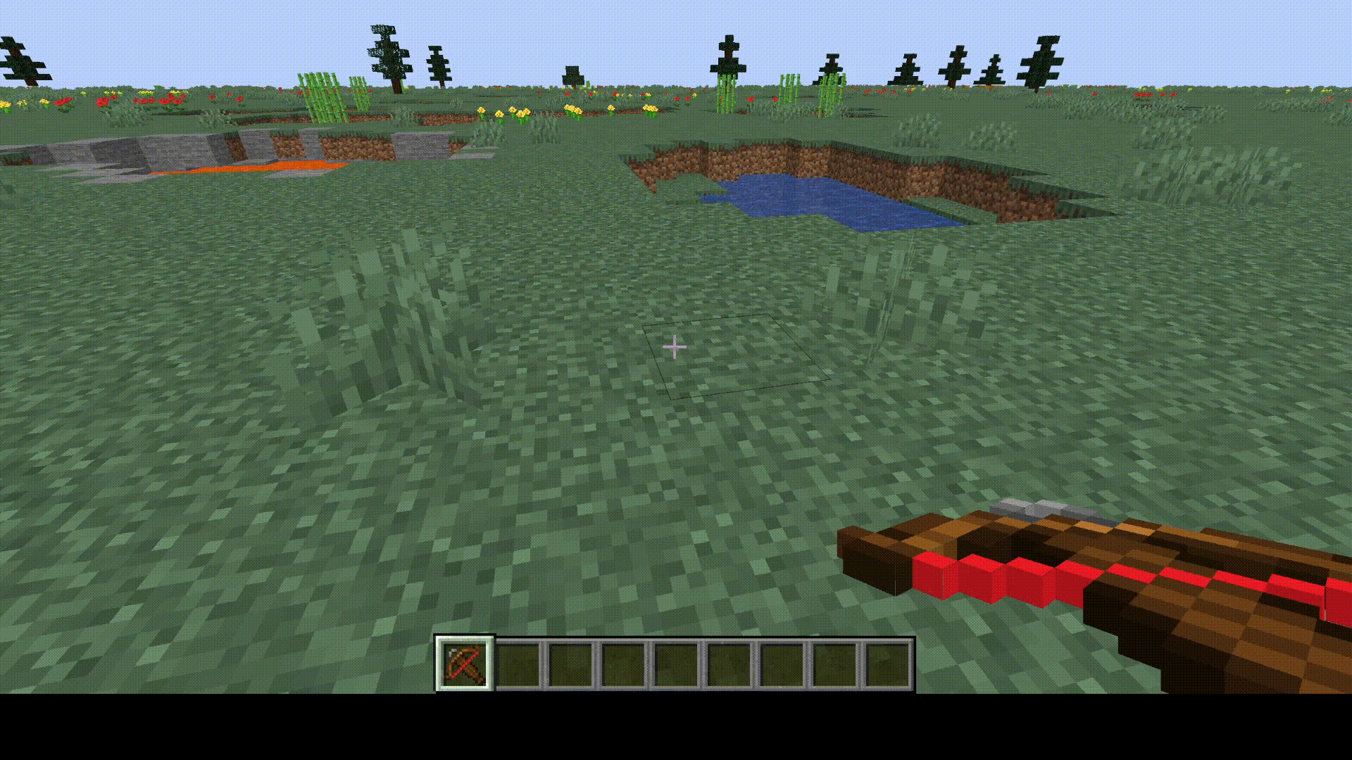 A GIF showing that crossbows change color when charging.
