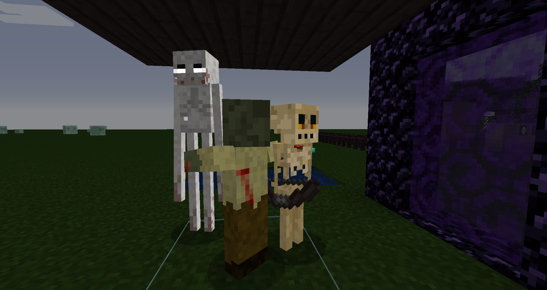 Enderman, zombie, skeleton