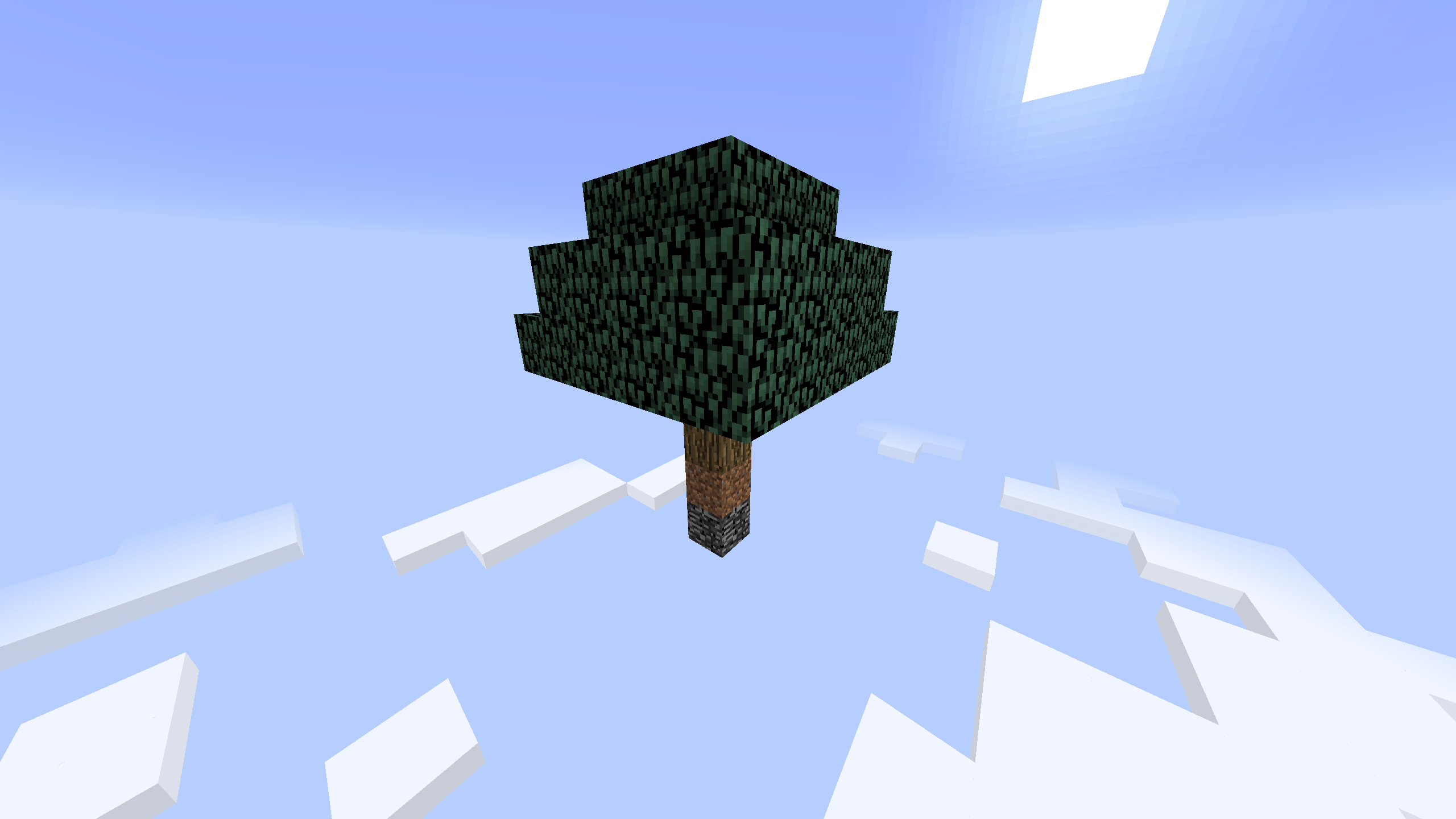 Starting Tree,Dirt and Bedrock