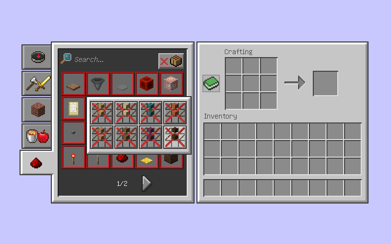 Crafting and Recipe Book GUI