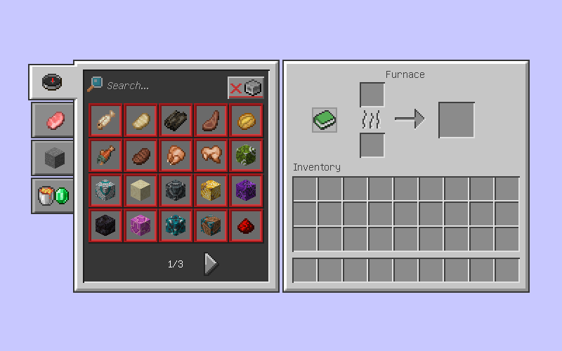 Furnace and Recipe Book GUI