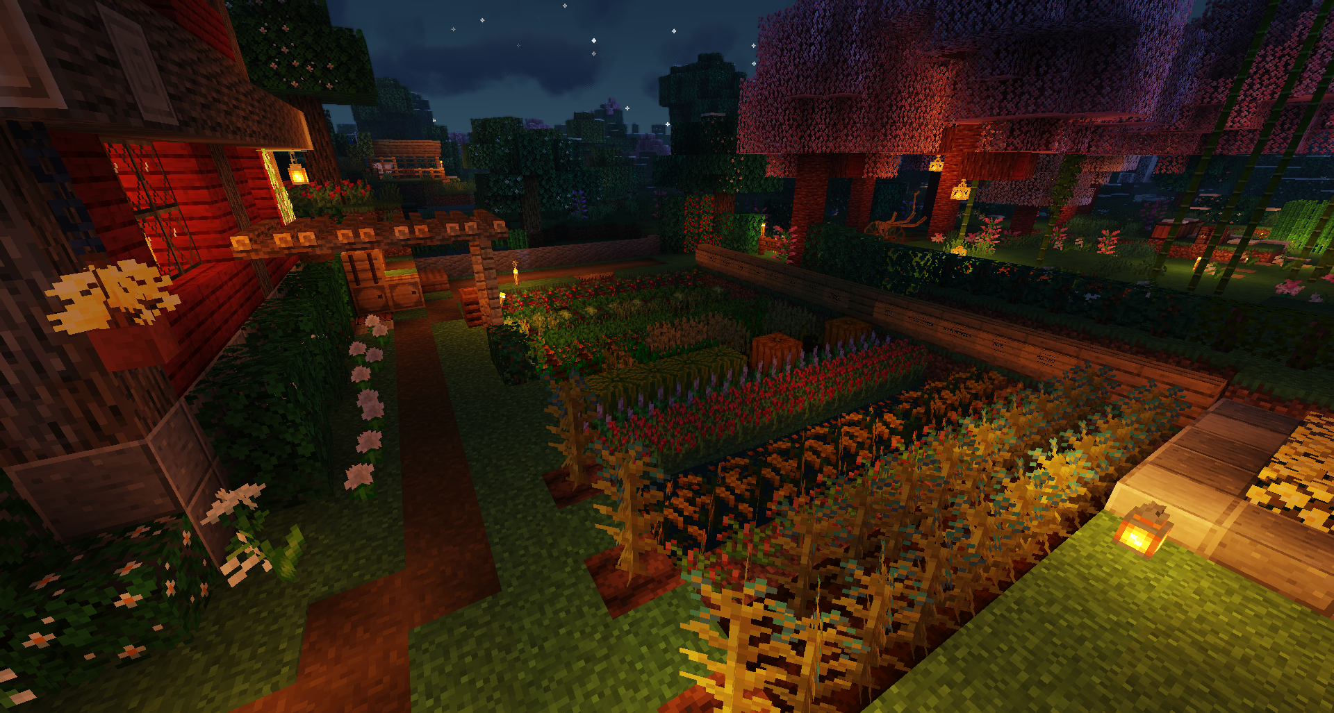 Many new flowers, trees, and decoration blocks.