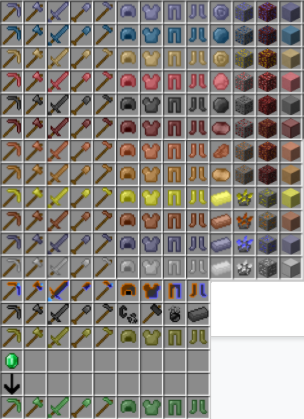 all gems, tools and ores