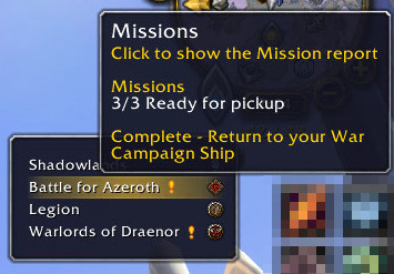 Right-click menu with in-progess mission infos