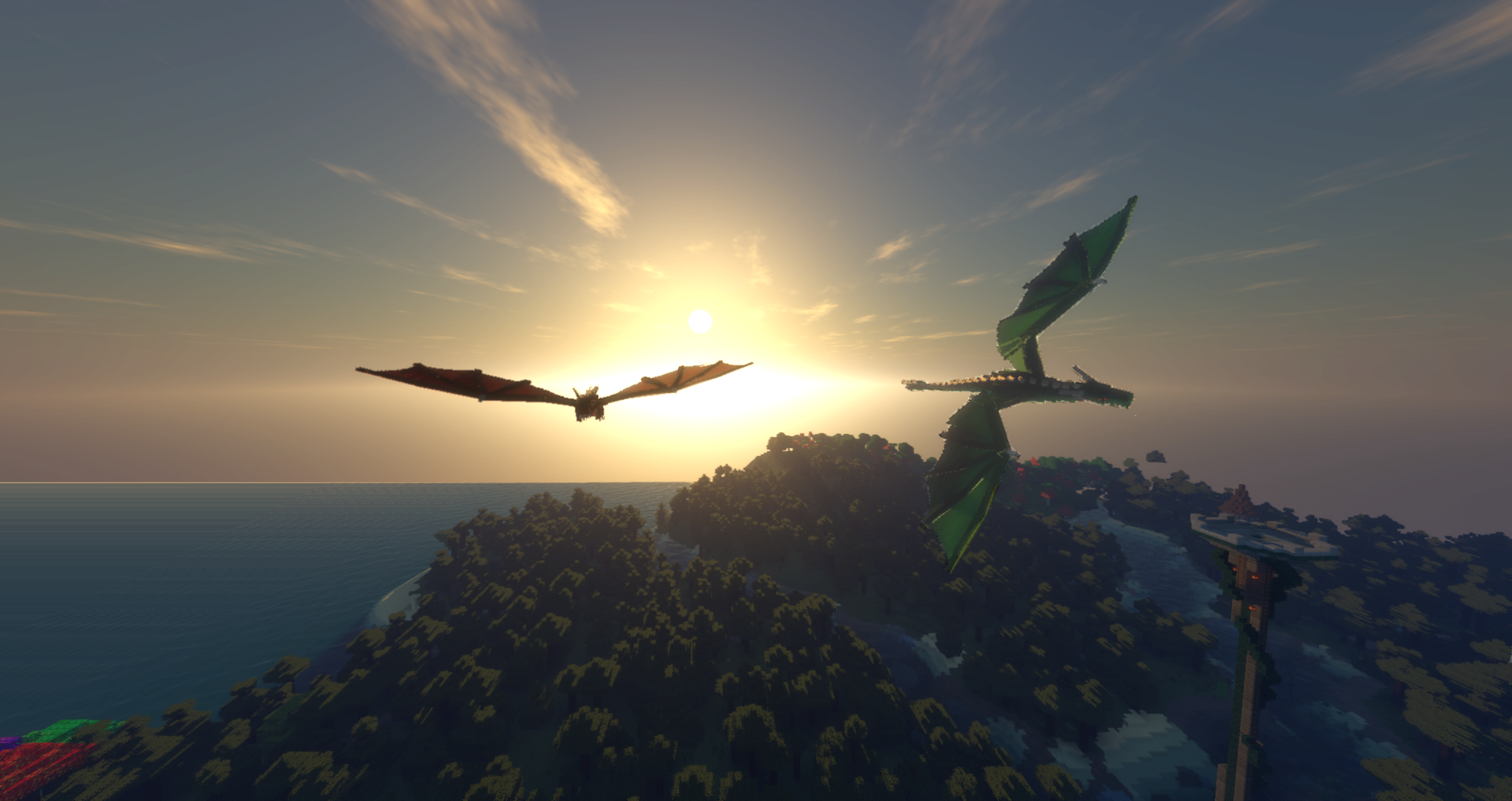 Tamed dragon flying around