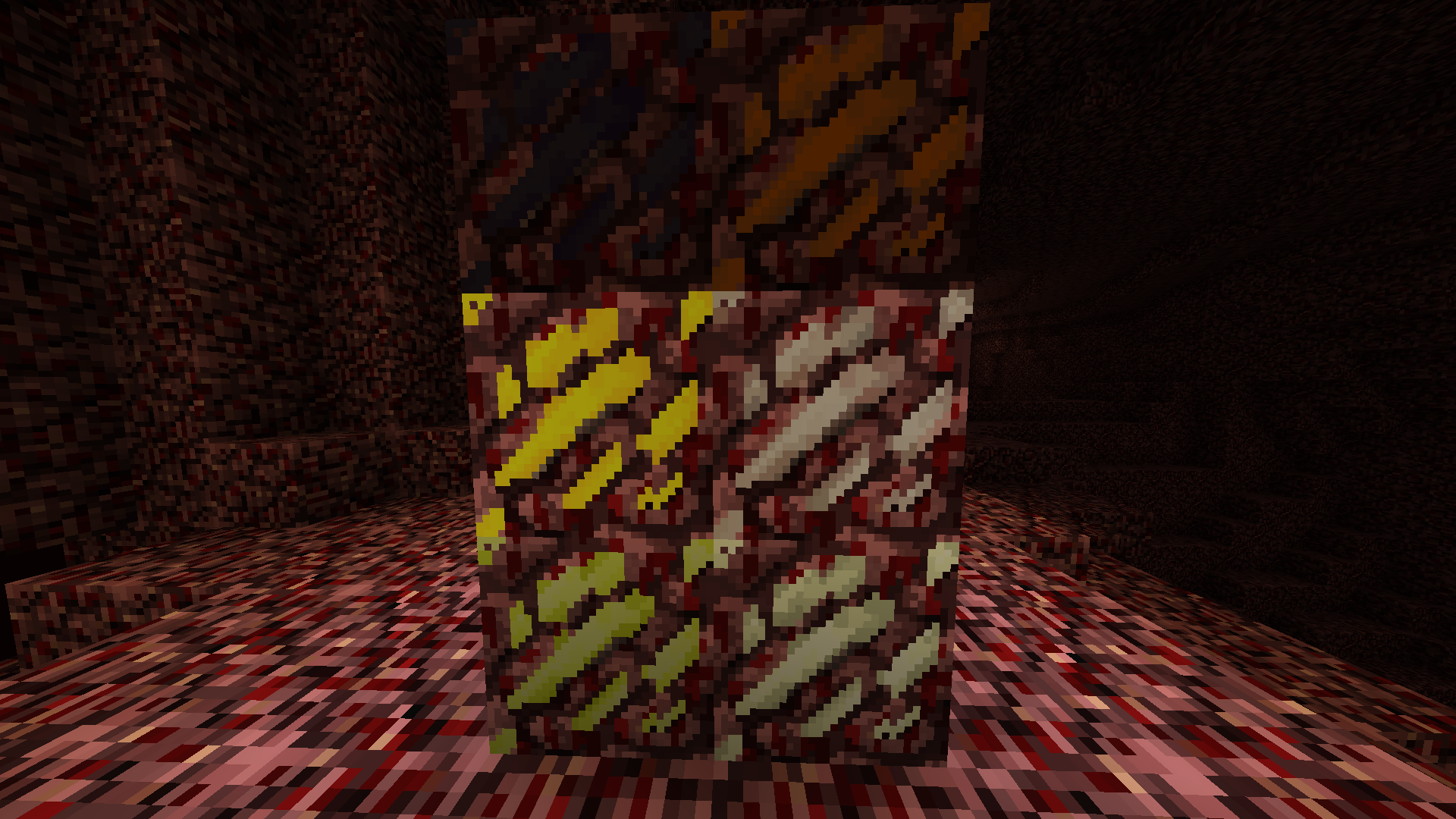 Ores spawning in the underworld.