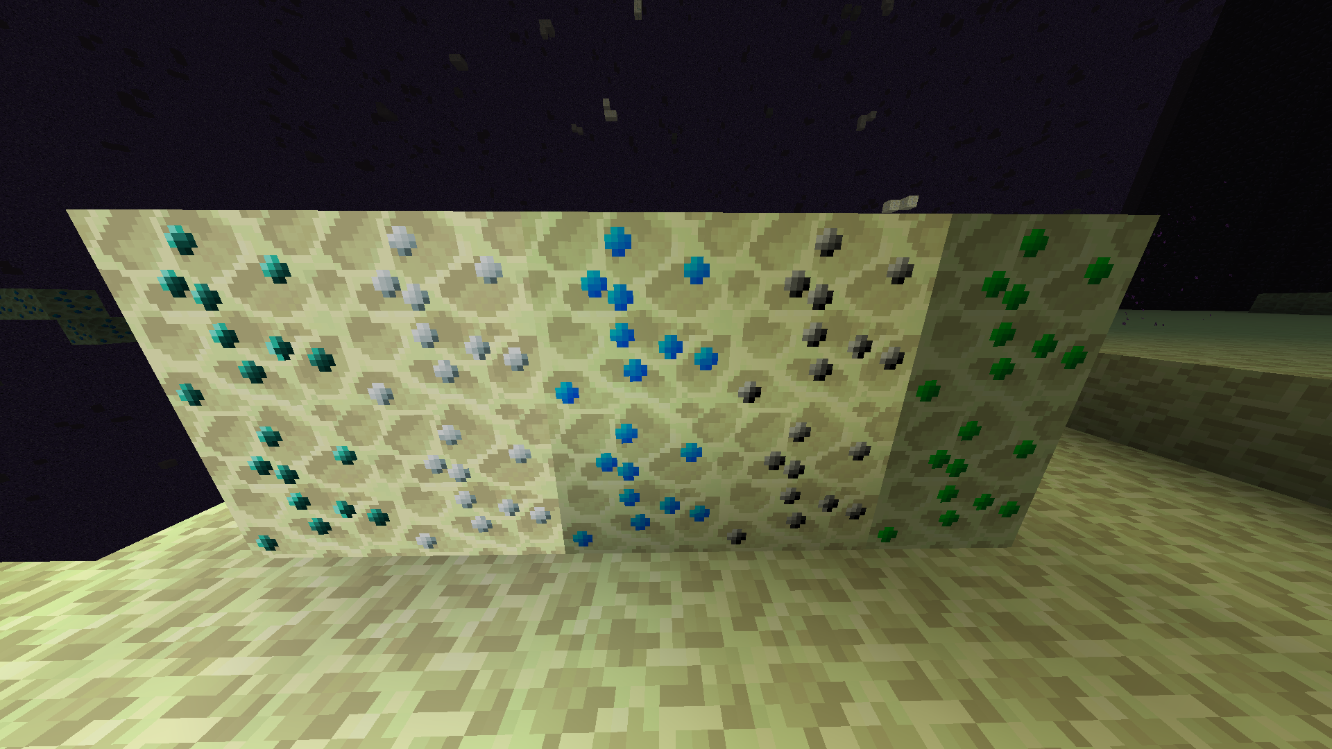 Ores spawning in the End.