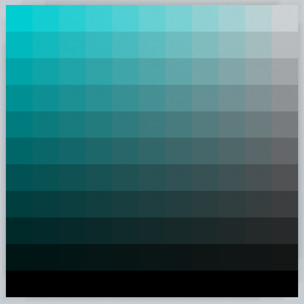 Different shades of cyan