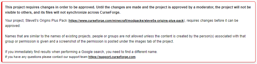 Pack name error