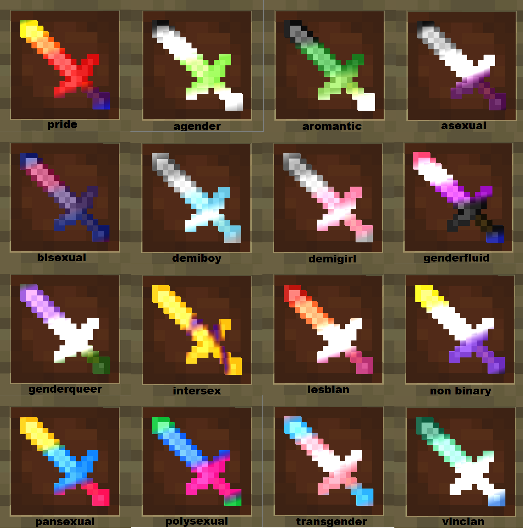 A preview of some pride flags included in this project.