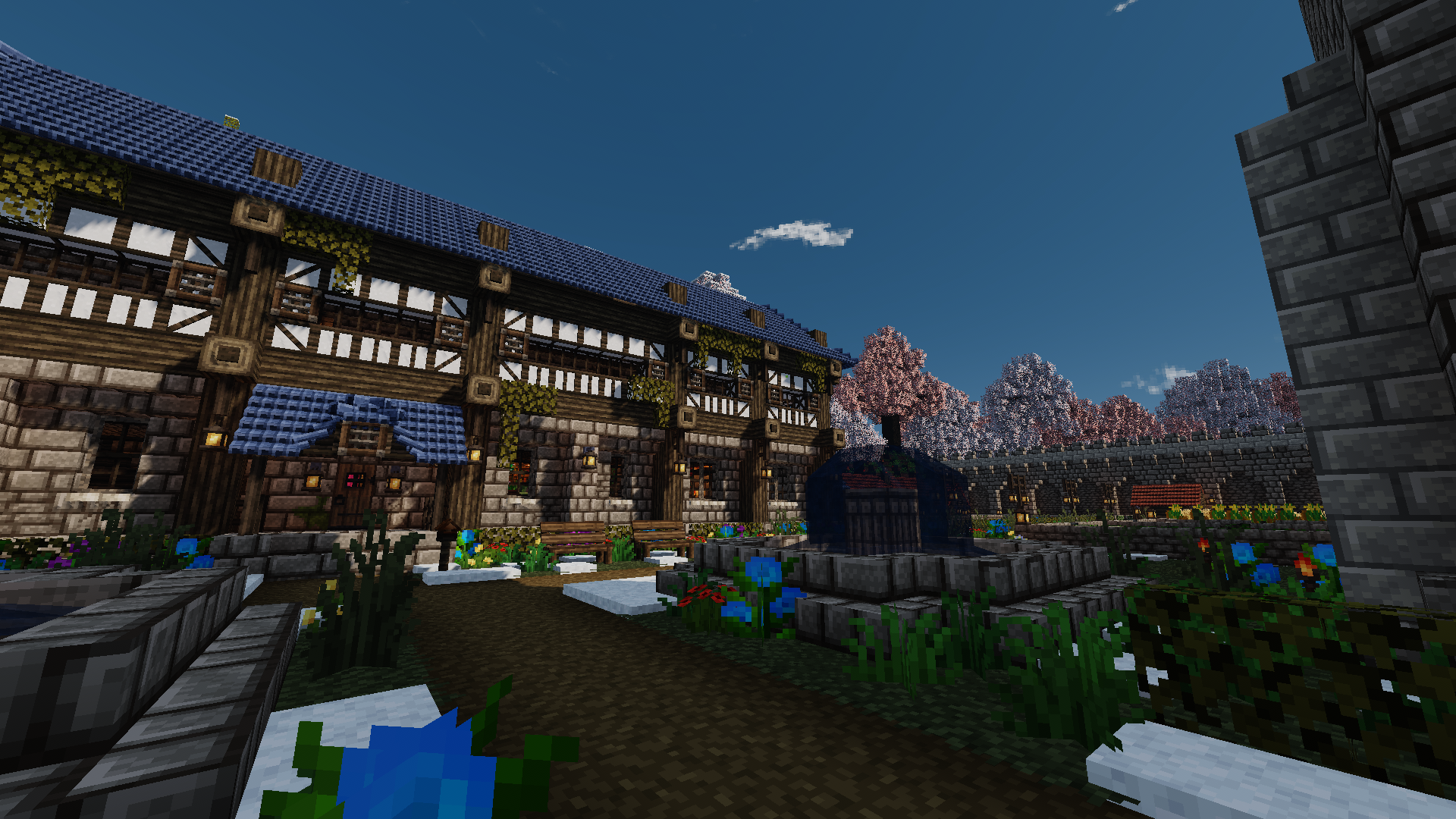 Minecolonies town build in the modpack