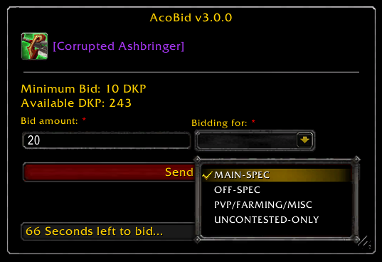 DKP item bidding