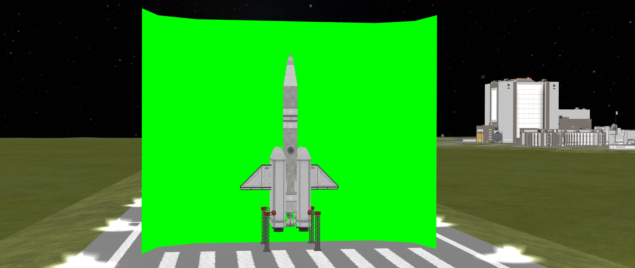 Large green screen for the rocket