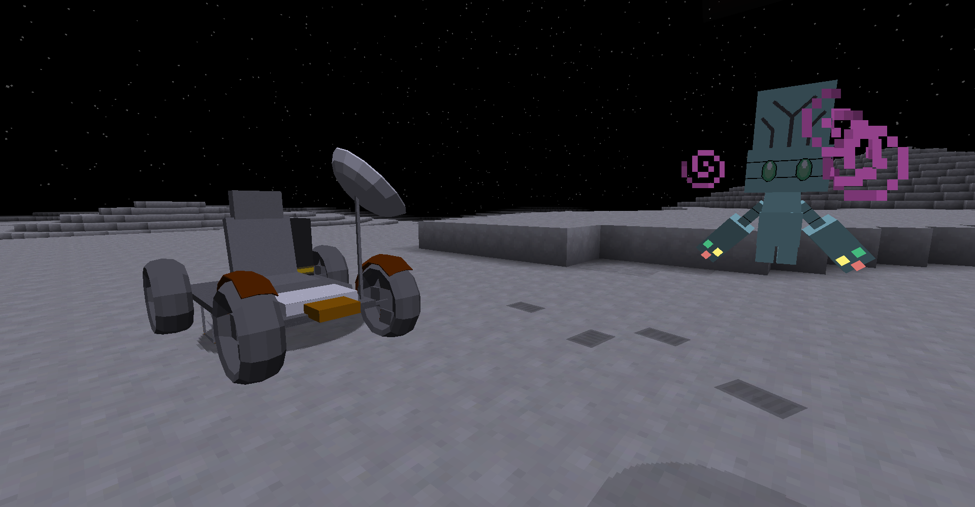 Behyem next to a moon buggy
