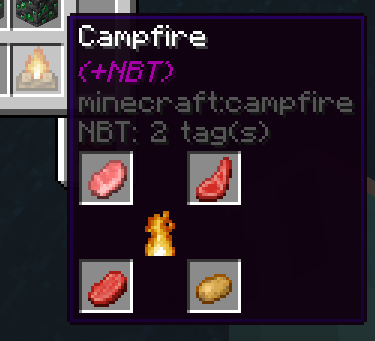 Thumbnail Displays the content of a campfire if defined in the item's NBT.