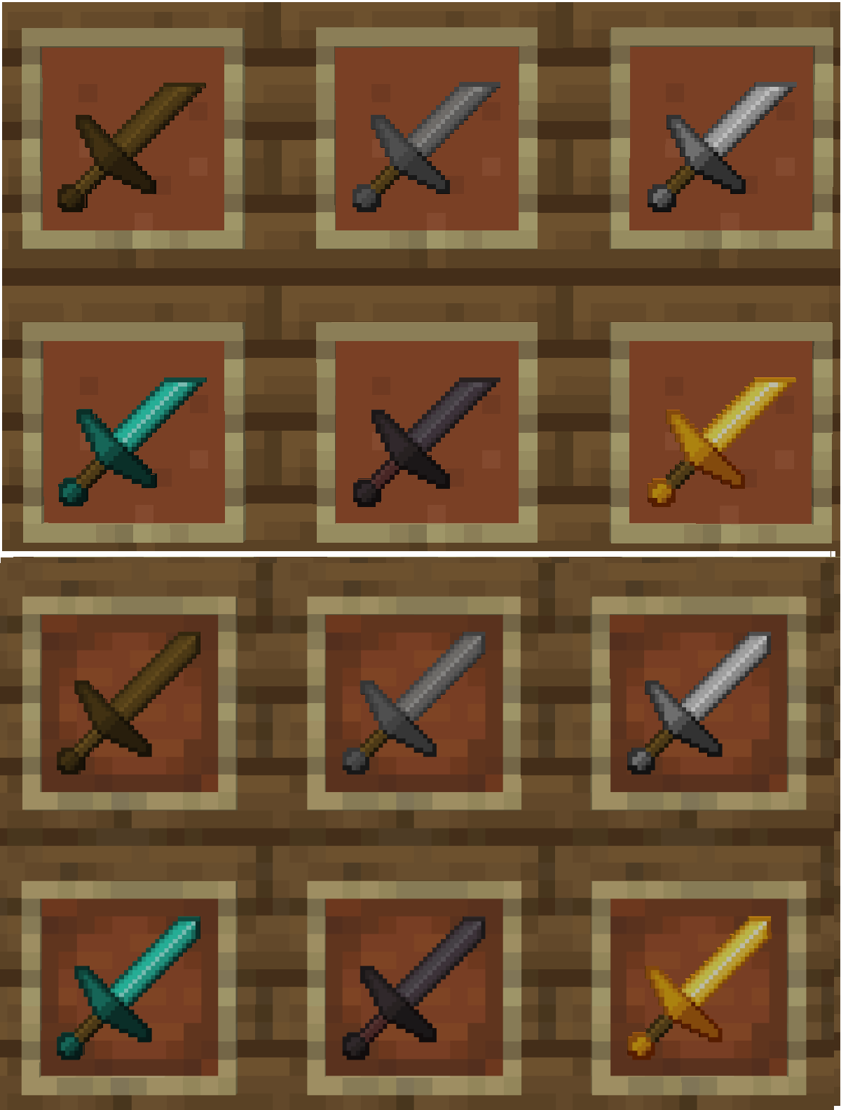 A comparison between swords in the main pack and the longswords