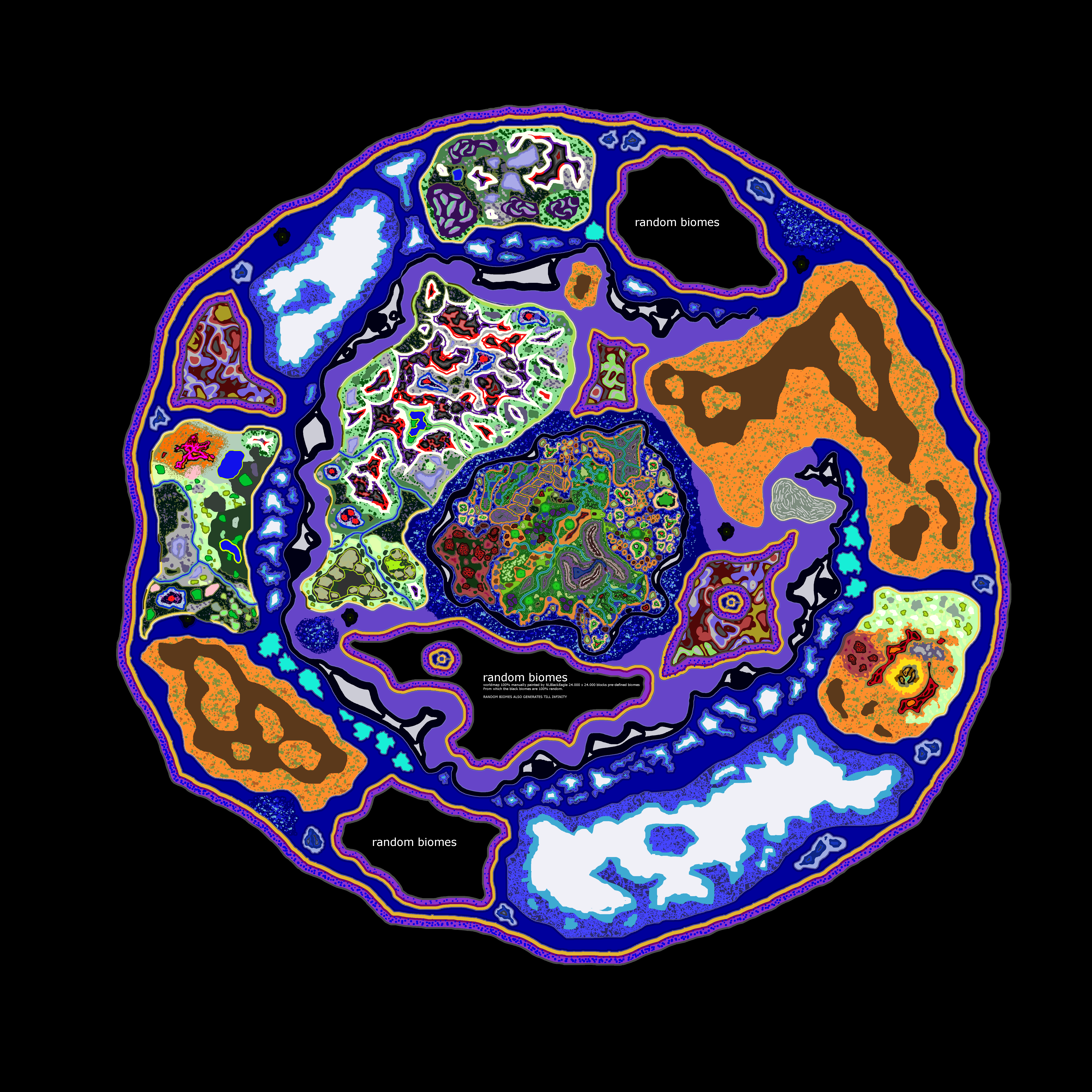 A full picture of the Dragora world map when using the OTG world generation option.
