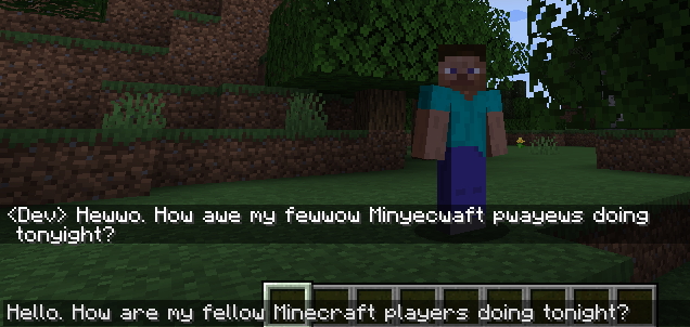 Shows a simple example of how a chat message is converted upon sending