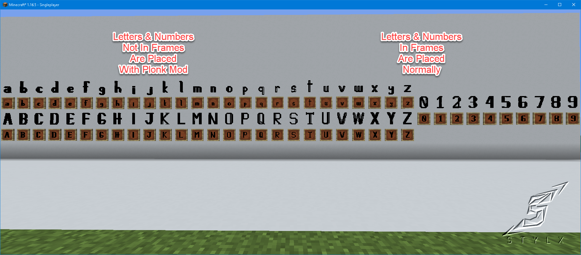 Image Of All Letters & Number.
Plonked or in Item Frames
