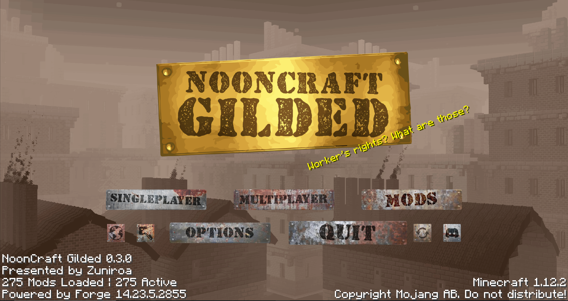 NoonCraft Assets includes all the textures for the background, logo, and buttons present on the NoonCraft Gilded main menu.