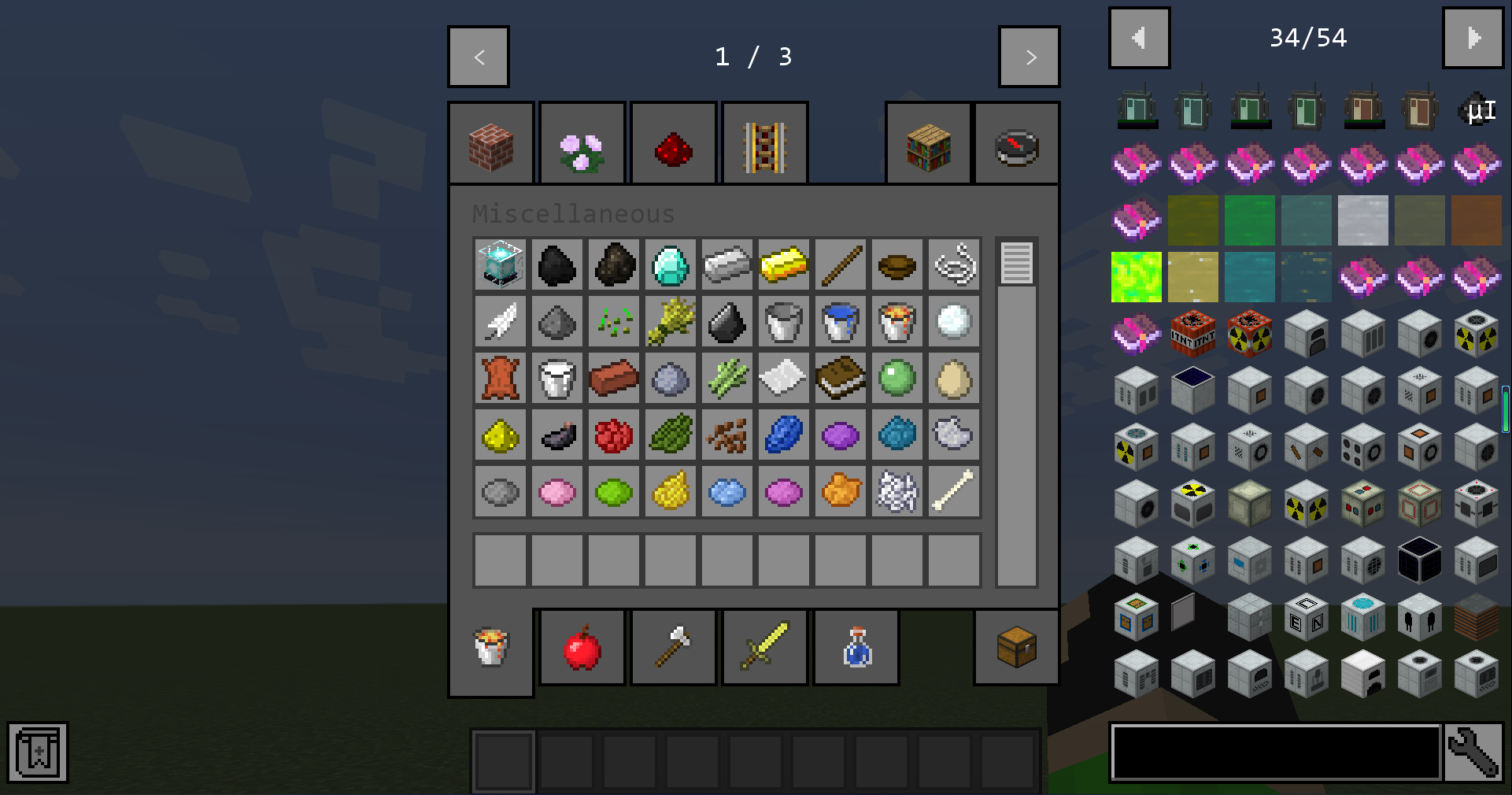 Creative mode inventory