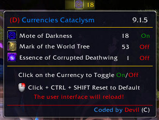 (D) Currencies Cataclysm - Tooltip Preview