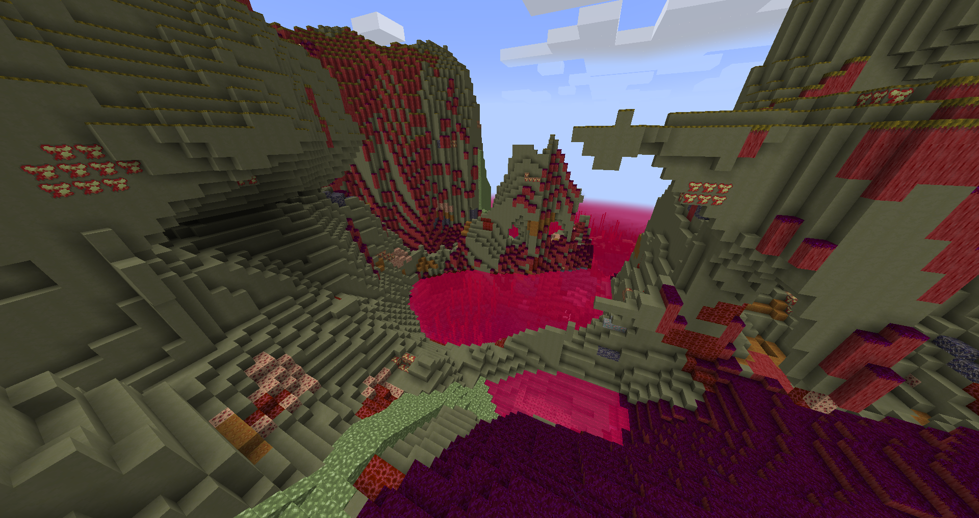 A fleshy cove surrounded by bone mountains