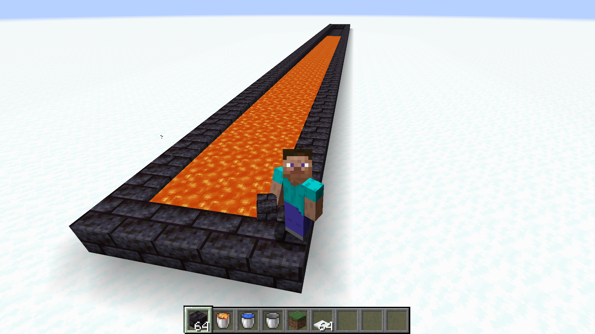 Lava flowing in a 3-wide lava canal. There are only 3 source blocks in this picture.