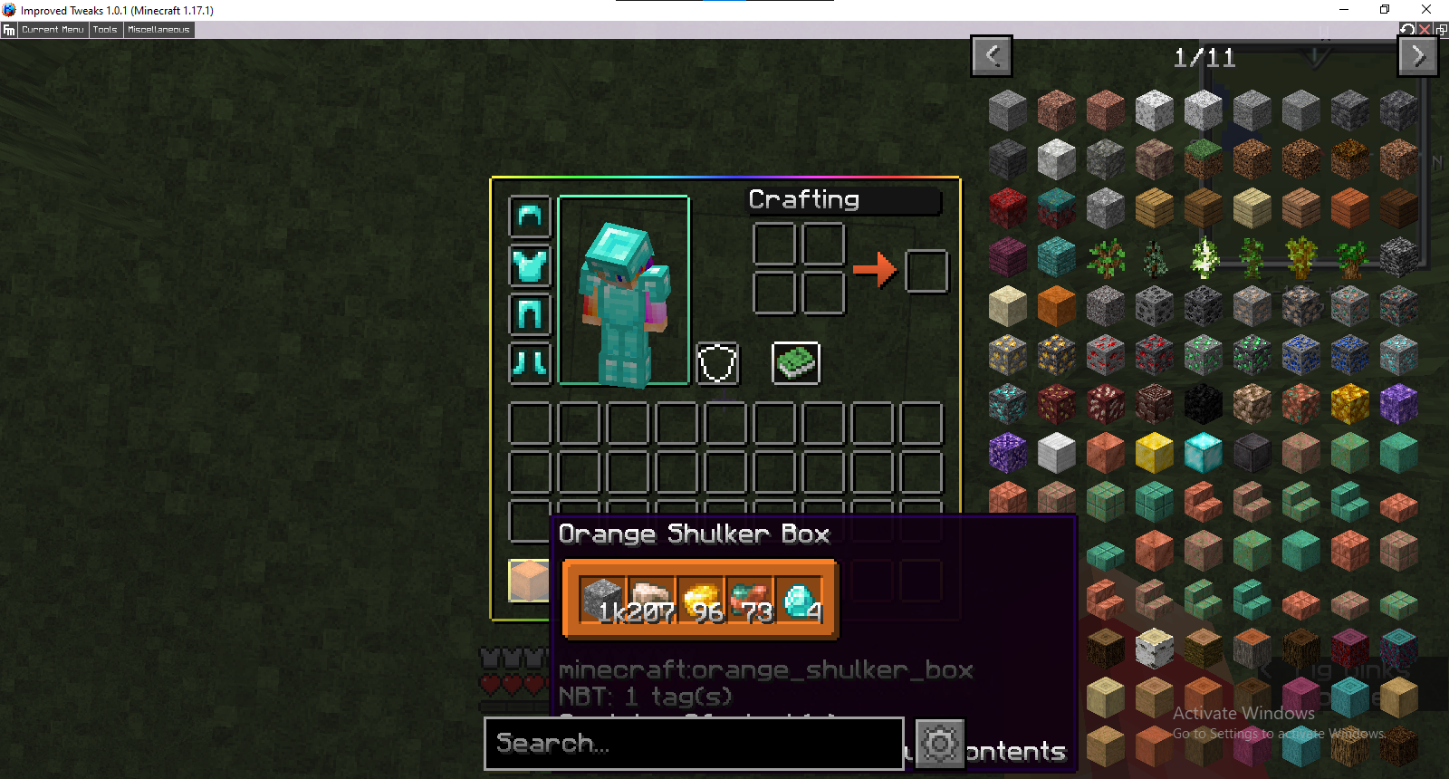 This is a demonstration of Previewing Shulker Box Contents.