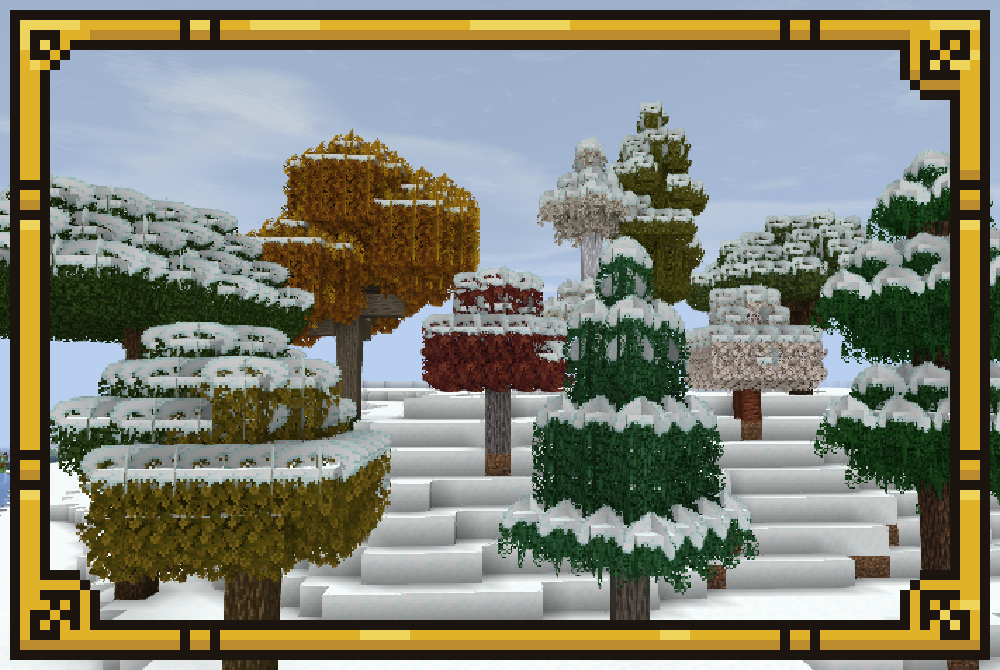 Bushy leaves in snowy biomes